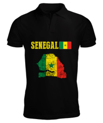 Senegal,Senegal Bayrağı,Senegal flag,Senegal haritası. Siyah Erkek Kısa Kol Polo Yaka