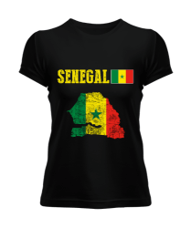 Senegal,Senegal Bayrağı,Senegal flag,Senegal haritası. Siyah Kadın Tişört