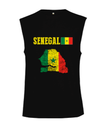 Senegal,Senegal Bayrağı,Senegal flag,Senegal haritası. Siyah Kesik Kol Unisex Tişört