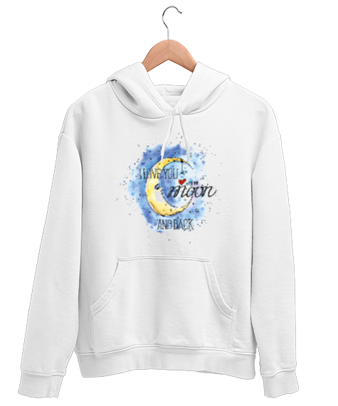 Tisho - Seni Aya Kadar Kocaman Seviyorum - Aşk - Love Beyaz Unisex Kapşonlu Sweatshirt