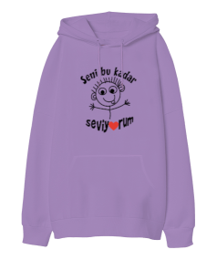 Seni Bu Kadar Seviyorum Oversize Unisex Kapüşonlu Sweatshirt