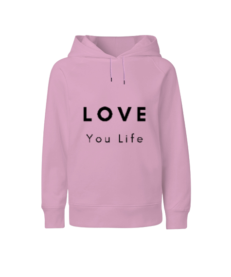 Seni Seviyorum Hayat Pembe Çocuk Unisex Hoodie Kapüşonlu