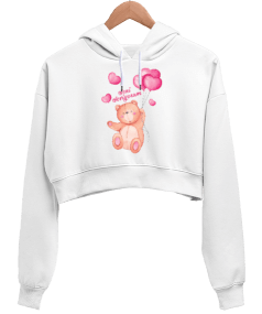 SENİ SEVİYORUM Kadın Crop Hoodie Kapüşonlu Sweatshirt