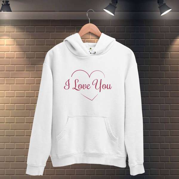 Seni Seviyorum Kalpli Sevgili Çift Kombini Kapüşonlu Sweatshirt 2'li Set