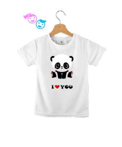 Seni seviyorum panda baskılı Beyaz Çocuk Unisex