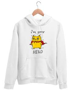 Senin Kahramanın - Your Hero Beyaz Unisex Kapşonlu Sweatshirt