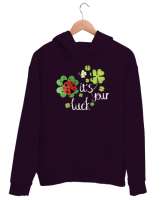 Senin Şansın - Your Luck - Yonca - Uğur Böceği Koyu Mor Unisex Kapşonlu Sweatshirt - Thumbnail