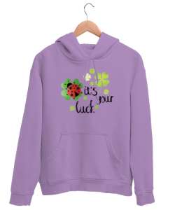 Senin Şansın - Your Luck - Yonca - Uğur Böceği Lila Unisex Kapşonlu Sweatshirt