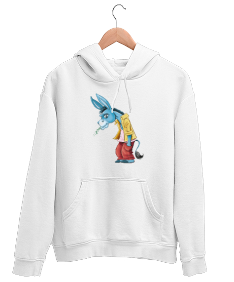 Tisho - Serseri Eşek - Komik Beyaz Unisex Kapşonlu Sweatshirt