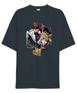 Seto Kaiba - Yami Yugi Siyah Füme Oversize Unisex Tişört