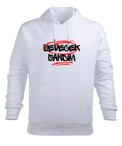 Sevecek Sandım Beyaz Erkek Kapüşonlu Hoodie Sweatshirt