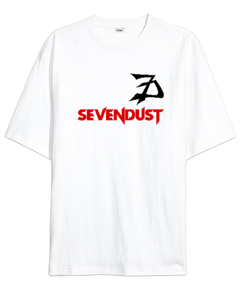 Tisho - Sevendust Rock Beyaz Oversize Unisex Tişört