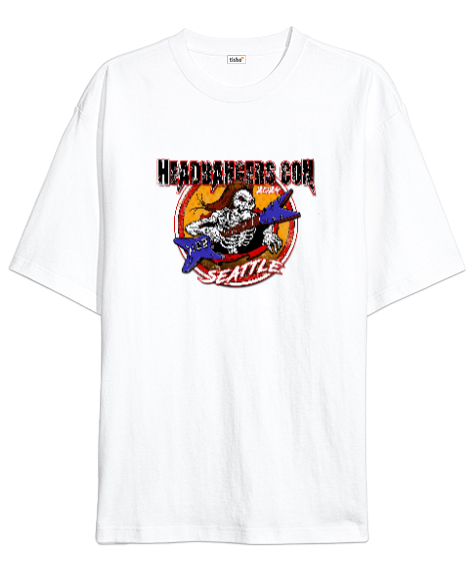 Tisho - Sevendust Rock Headbangers Beyaz Oversize Unisex Tişört