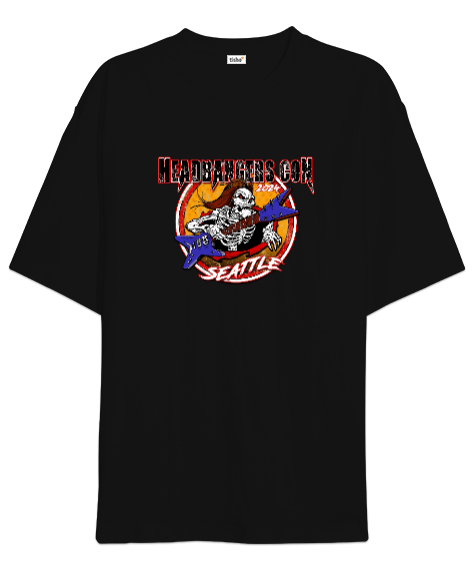 Tisho - Sevendust Rock Headbangers Siyah Oversize Unisex Tişört