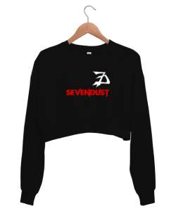 Sevendust Rock Siyah Kadın Crop Sweatshirt