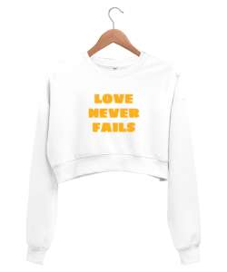 Sevgi Beyaz Kadın Crop Sweatshirt