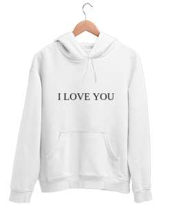 Sevgililer günü hediyesi Beyaz Unisex Kapşonlu Sweatshirt