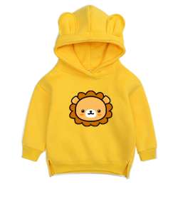 SEVİMLİ ASLAN Sarı Unisex Çocuk Ayı Hoodie Kapşonlu