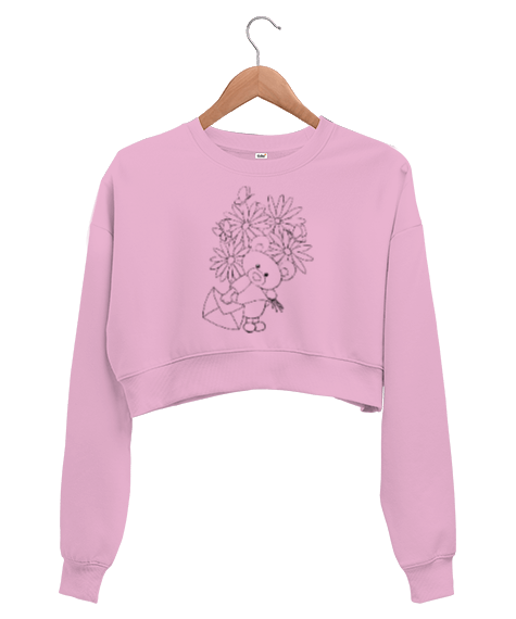 sevimli ayıcık Kadın Crop Sweatshirt - Tisho