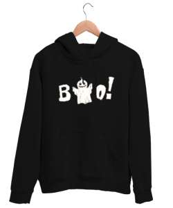 Sevimli Hayalet - Böö - Ghost Siyah Unisex Kapşonlu Sweatshirt