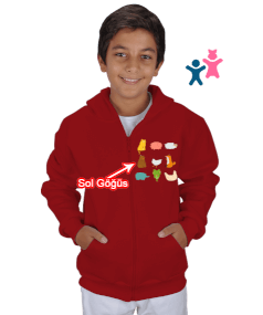 SEVİMLİ HAYVANLAR Çocuk Kapüşonlu Hoodie Fermuarlı