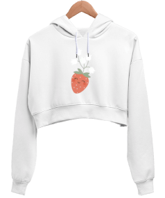 Sevimli Kadın Crop Hoodie Kapüşonlu Sweatshirt