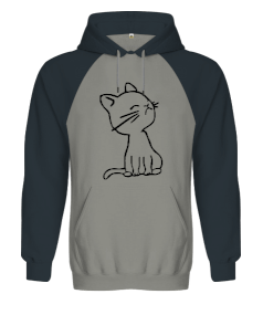 Sevimli Kedi Orjinal Reglan Hoodie Unisex Sweatshirt