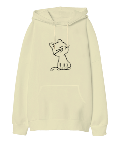 sevimli kedi Oversize Unisex Kapüşonlu Sweatshirt