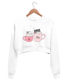 Sevimli kediler Kadın Crop Sweatshirt