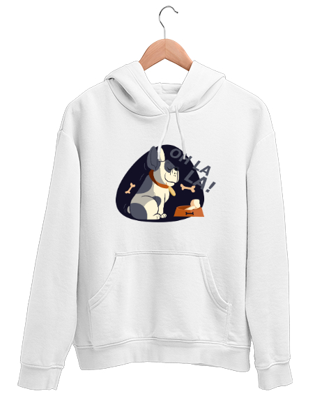 Tisho - Sevimli Köpek - Dog Beyaz Unisex Kapşonlu Sweatshirt