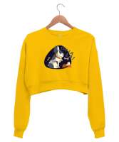 Sevimli Köpek - Dog Sarı Kadın Crop Sweatshirt - Thumbnail