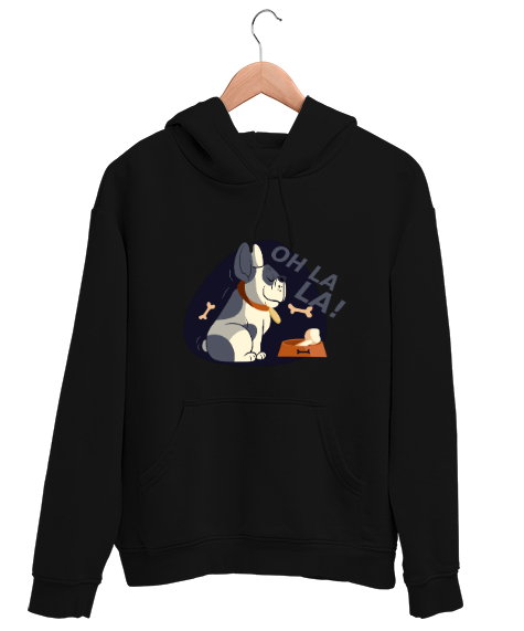 Tisho - Sevimli Köpek - Dog Siyah Unisex Kapşonlu Sweatshirt