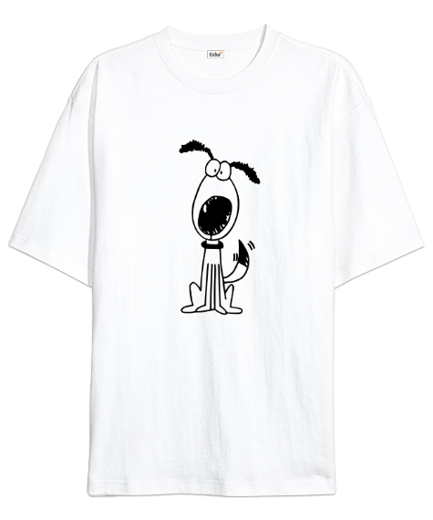 Tisho - Sevimli Köpek - Sweet Dog V1 Beyaz Oversize Unisex Tişört