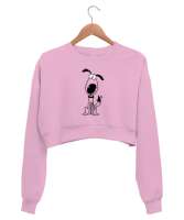 Sevimli Köpek - Sweet Dog V1 Pembe Kadın Crop Sweatshirt - Thumbnail