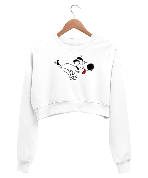 Tisho - Sevimli Köpek - Sweet Dog V3 Beyaz Kadın Crop Sweatshirt