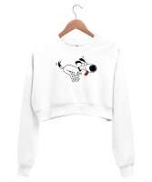 Sevimli Köpek - Sweet Dog V3 Beyaz Kadın Crop Sweatshirt - Thumbnail