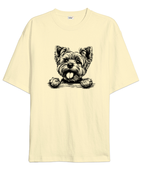 Tisho - Sevimli Köpek - Sweet Dog V4 Krem Oversize Unisex Tişört