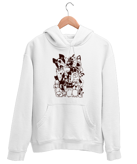 Tisho - Sevimli Köpekler - Cute Dogs Beyaz Unisex Kapşonlu Sweatshirt