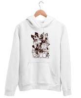 Sevimli Köpekler - Cute Dogs Beyaz Unisex Kapşonlu Sweatshirt - Thumbnail