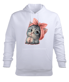 Sevimli Minik Kedi Erkek Kapüşonlu Hoodie Sweatshirt