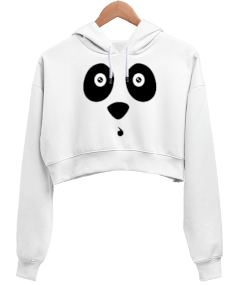 sevimli panda Kadın Crop Hoodie Kapüşonlu Sweatshirt