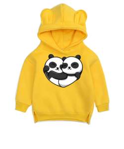 Sevimli panda Sarı Unisex Çocuk Ayı Hoodie Kapşonlu