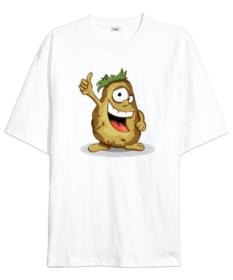 Sevimli Patates - Potato Beyaz Oversize Unisex Tişört