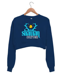 Shaman Culture - Şaman Lacivert Kadın Crop Sweatshirt