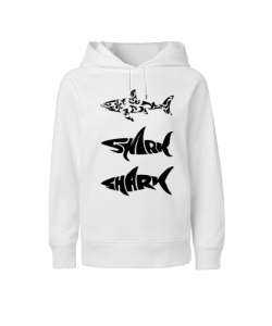 Shark Beyaz Çocuk Unisex Hoodie Kapüşonlu