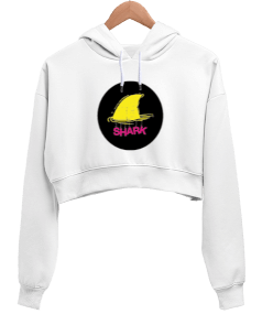 SHARK Kadın Crop Hoodie Kapüşonlu Sweatshirt