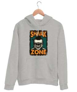 Shark - Köpekbalığı Alanı Gri Unisex Kapşonlu Sweatshirt