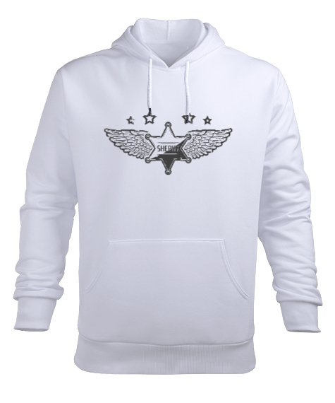 Sheriff - Şerif - Vahşi Batı Beyaz Erkek Kapüşonlu Hoodie Sweatshirt