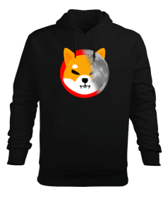 SHIB to the Moon Shiba Inu v1H Black Erkek Kapüşonlu Hoodie Sweatshirt