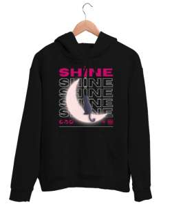 Shine Siyah Unisex Kapşonlu Sweatshirt